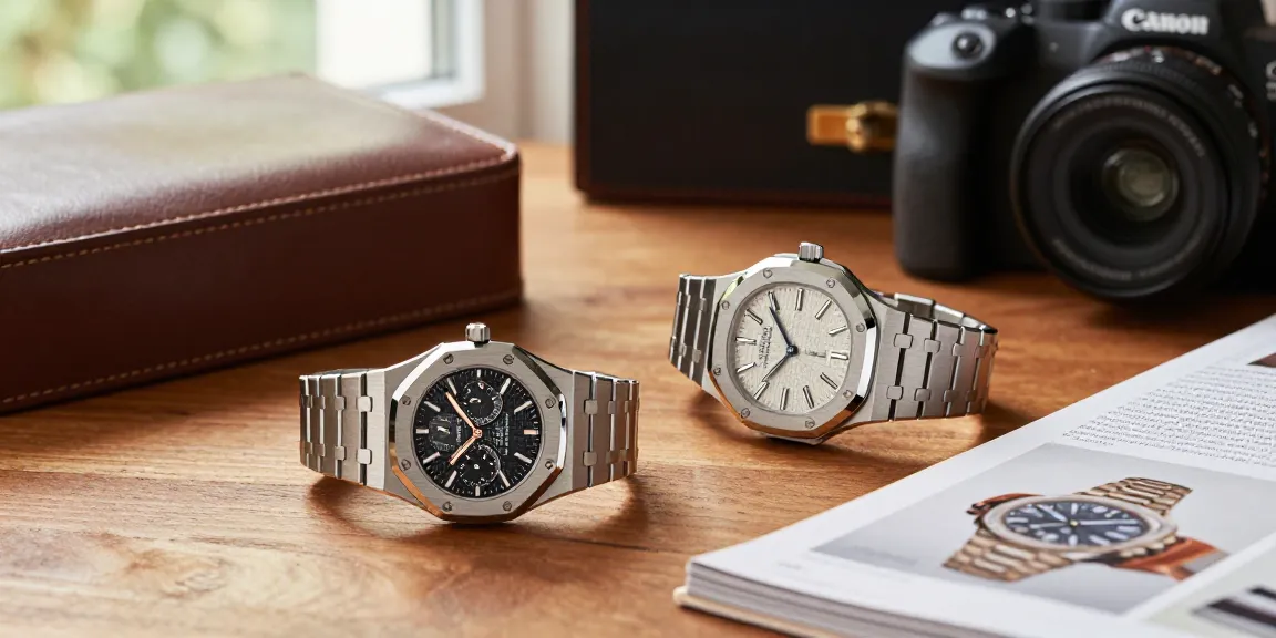 Showcasing luxury clone watches, including Audemars Piguet and Patek Philippe replicas, highlighting exquisite craftsmanship.