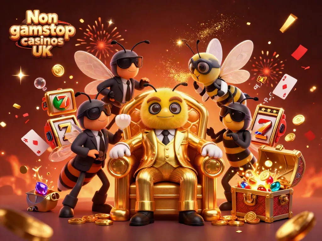 Experience the excitement of Non gamstop casinos UK with a vivid 3D casino scene showcasing captivating characters and dynamic elements.