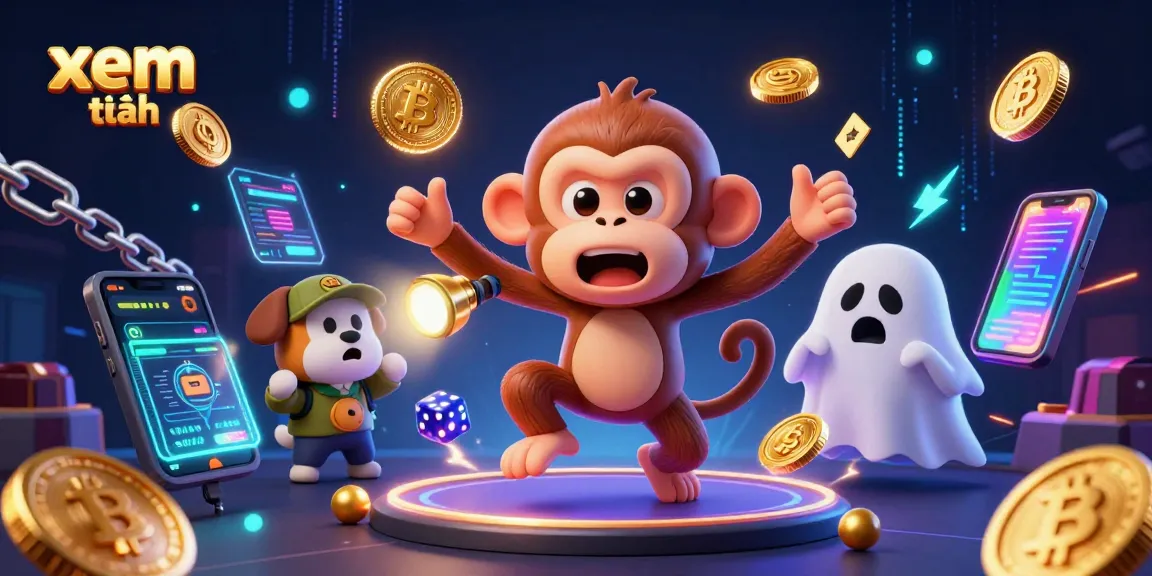 Exciting scene with a mischievous poltergeist monkey juggling at a casino, xem thêm for more thrills.