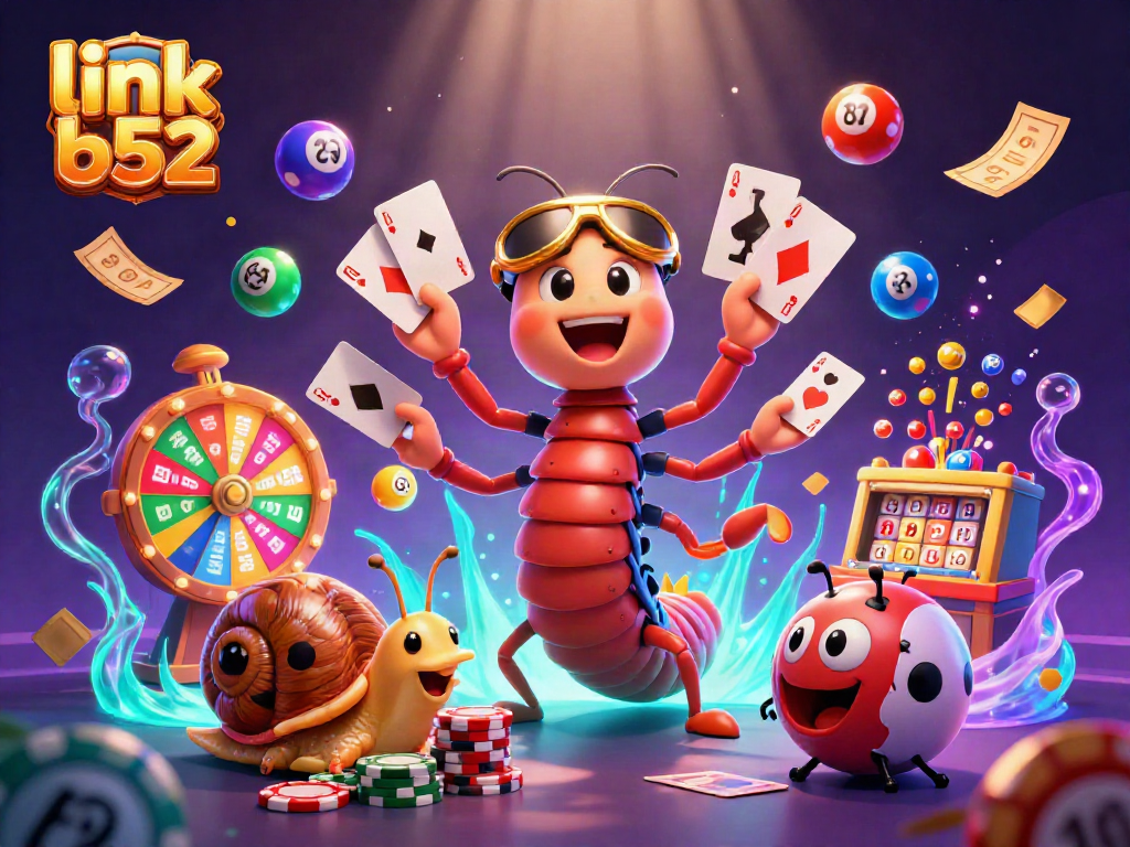 Join the excitement with link b52 as the millipede dealer manages thrilling lottery games amidst vibrant casino visuals.