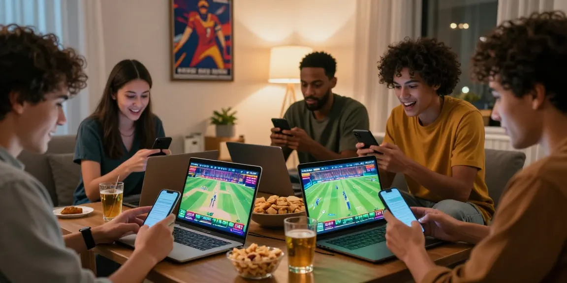 Exciting online betting with EK 333 where friends enjoy cricket and casino games in a lively atmosphere.