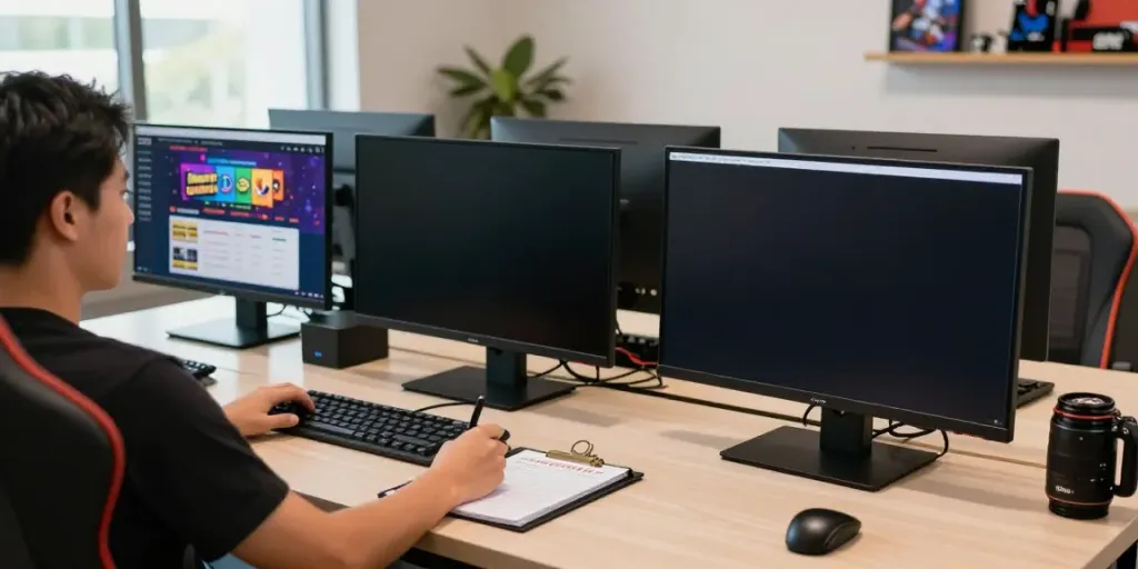 Experience Daftar Dewatogel with a player in a vibrant gaming environment, engaged in online betting.