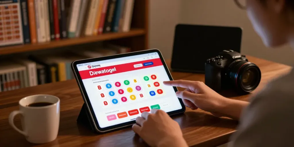Dewatogel user placing bets on a tablet in a cozy home setting