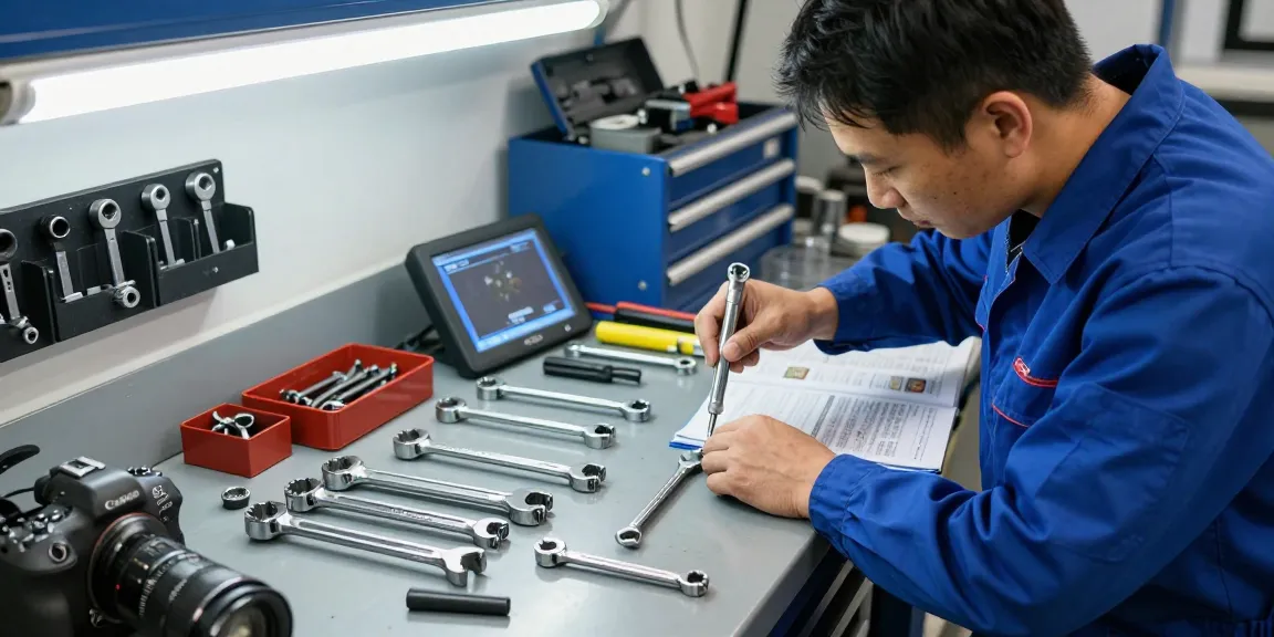 Mechanic using USAG 285x wrenches in a professional automotive workshop.