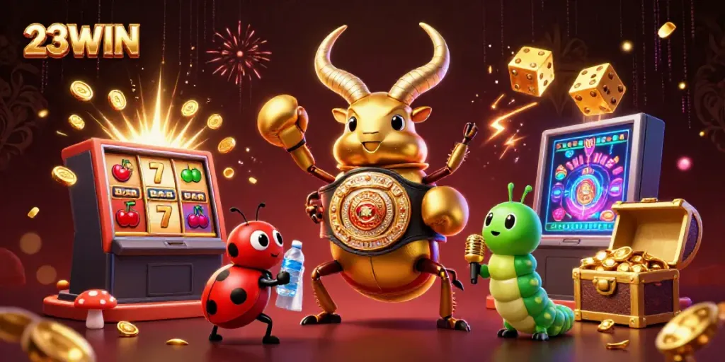 Engage with the dynamic scene showcasing 23WIN's thrilling casino experience filled with games and excitement.
